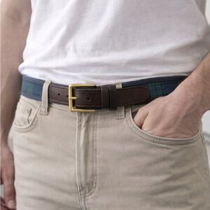 Vineyard Vines Belt Sz 36 Leather Canvas Brass Buckle Preppy(B135)